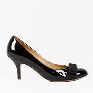 Salvatore Ferragamo Black Patent Leather Carla Pumps